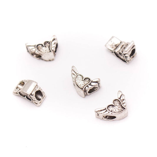 10PCS For 5mm leather antique silver zamakb 5mm round heart beads Jewelry supply Findings Components- D-5-5-201